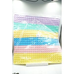 XL Rainbow Push Pop Bubble Fidget Mat Jumbo Stress Relief Toy 16x24 Silicone New